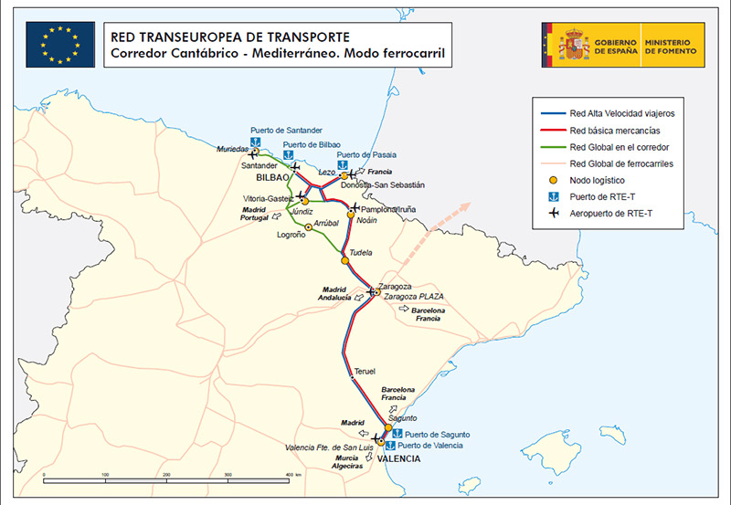 El Parlamento Europeo incluye el tramo Zaragoza-Teruel-Sagunto del Corredor Cantábrico-Mediterráneo en la red Transeuropea de Transporte